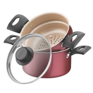 Cuscuzeira Cozi-vapore Tramontina Turim Antiaderente 1,8L 4 em 1 Vermelha - 20266/716