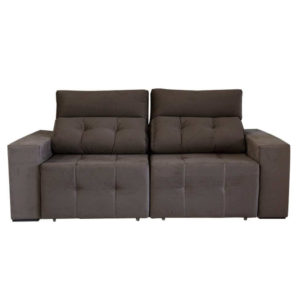 Sofá 3 Lugares Retrátil e Reclinável Roma Suede Marrom Escuro