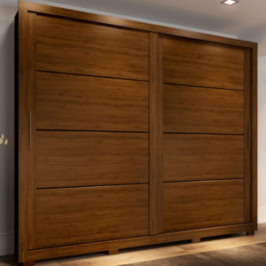 Guarda-Roupa Casal 2 Portas Correr 4 Gavetas Palace Henn Roupeiro - Castanho