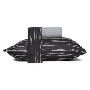 Jogo de Cama Casal 3 Peças Malha Linhas CInza Chumbo Casa Riachuelo