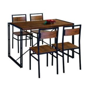 Conjunto de Mesa Wooden com 4 Cadeiras Preto e Ipê