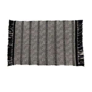 Tapete Artesanal Le Boho 40x60cm Preto Cru 100% Algodão