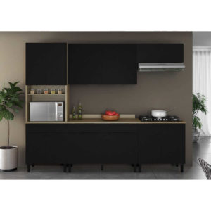 Cozinha Itatiaia Itamaxi - 5 Peças - c/ Paneleiro Forno e Balcão p/ Cooktop - Preta